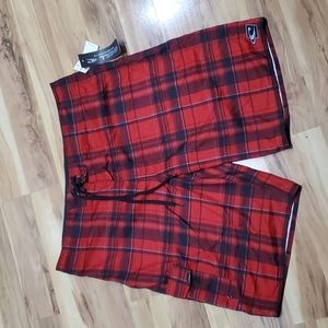 O'Neill Santa Cruz Red Plaid Boardshorts - size 38